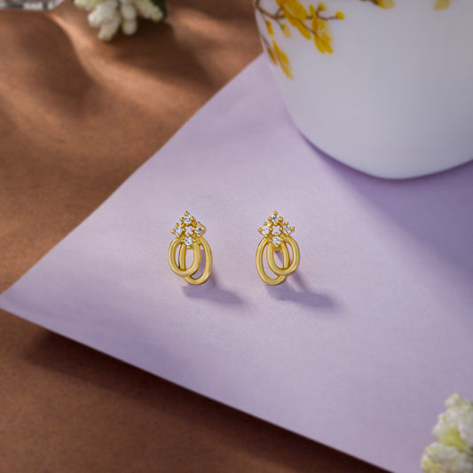 Earrings_White Stone_Golden_1