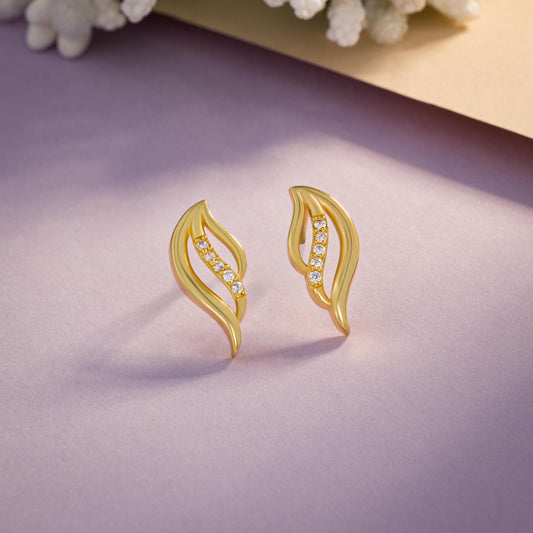 Earrings_White Stone_Golden_1