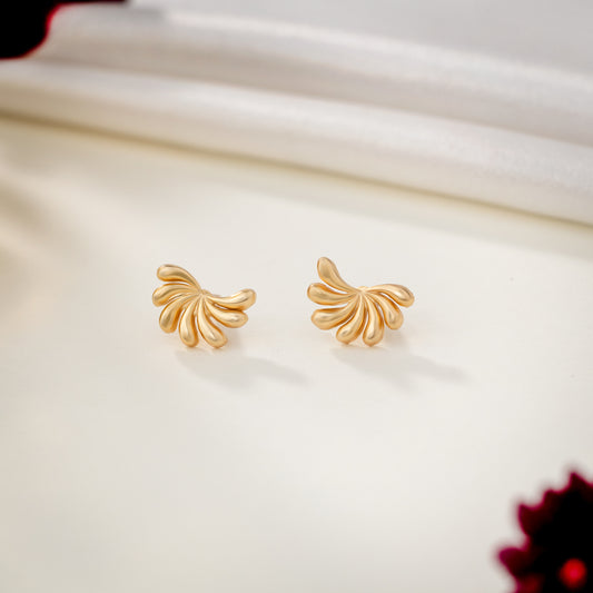 Earring_Plain Stone_Golden_1