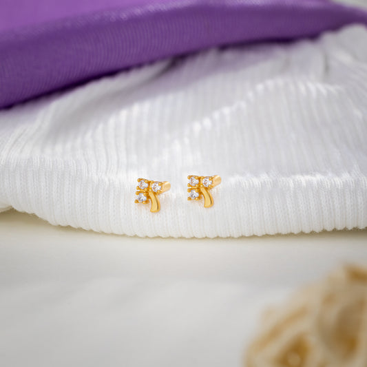 Earring_White Stone_Golden_1